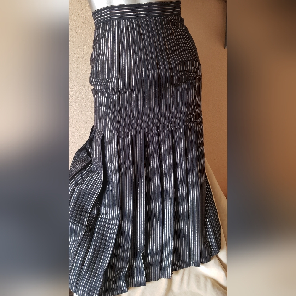 VALENTINO "Miss V" Black and Golden Striped Skirt